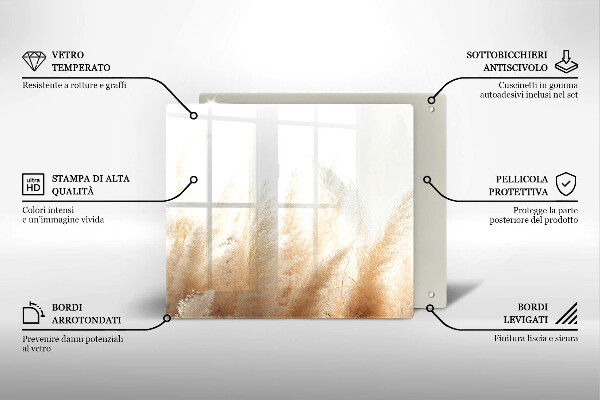 Tűzhelyvédő üveglap Pampa fű