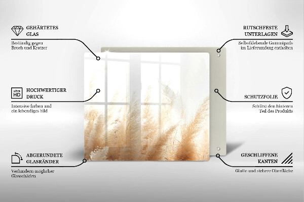 Tűzhelyvédő üveglap Pampa fű