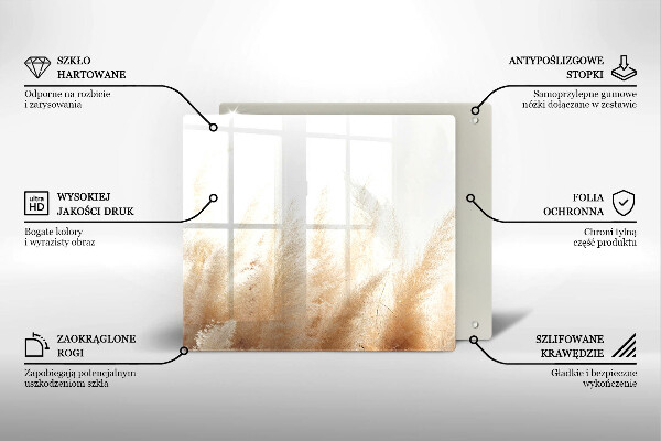 Tűzhelyvédő üveglap Pampa fű