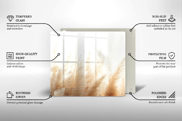 Tűzhelyvédő üveglap Pampa fű