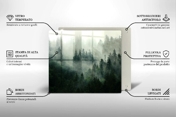 Tűzhelyvédő üveglap Ködös erdei táj