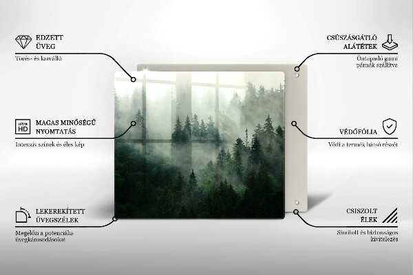 Tűzhelyvédő üveglap Ködös erdei táj