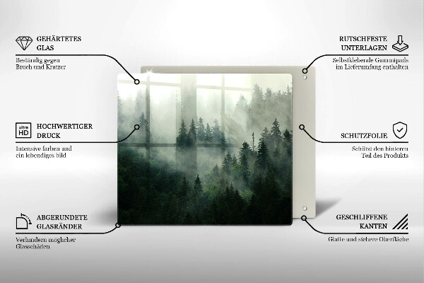 Tűzhelyvédő üveglap Ködös erdei táj