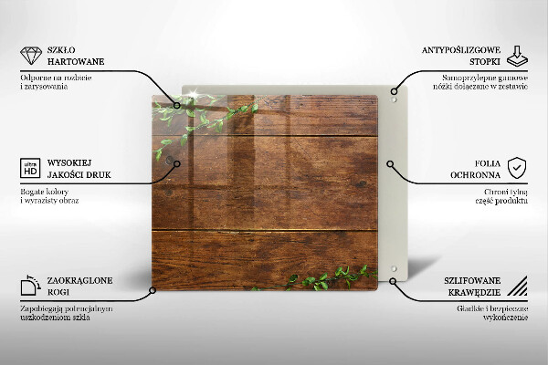 Tűzhelyvédő üveglap Fa táblák és levelek