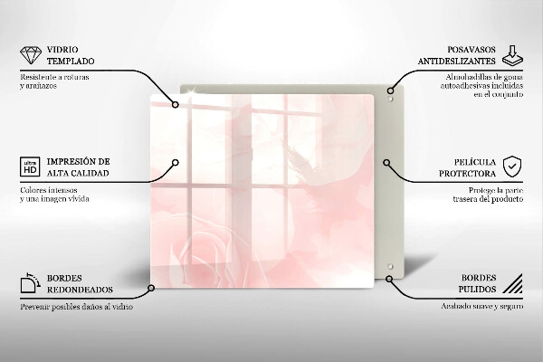 Tűzhelyvédő üveglap Pasztell rózsák háttér