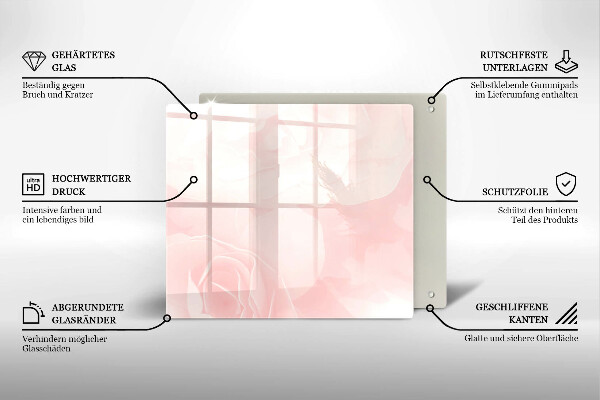 Tűzhelyvédő üveglap Pasztell rózsák háttér