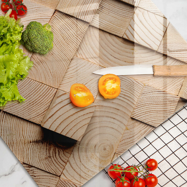 Főzőlap védő üveglap Fa négyzetek