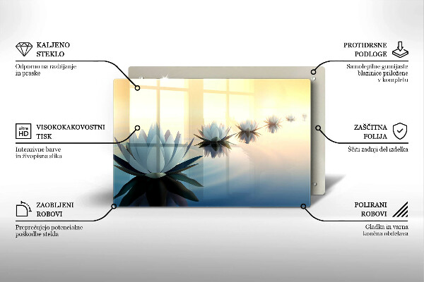 Tűzhelyvédő üveglap Liliom virágok a vízen