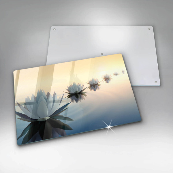 Tűzhelyvédő üveglap Liliom virágok a vízen