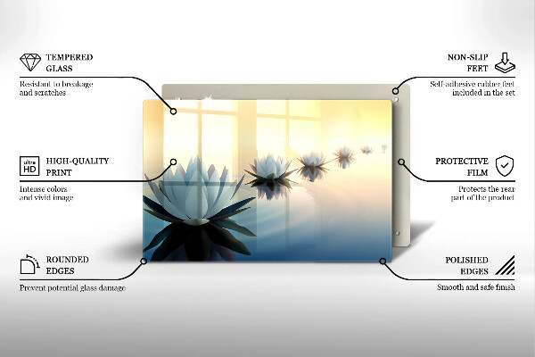 Tűzhelyvédő üveglap Liliom virágok a vízen