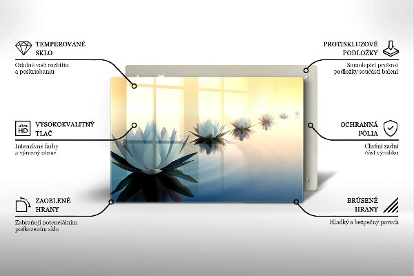 Tűzhelyvédő üveglap Liliom virágok a vízen