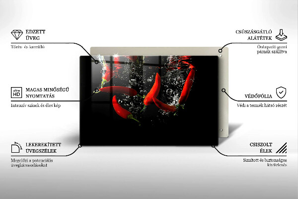 Főzőlap védő üveglap Chili paprika vízben