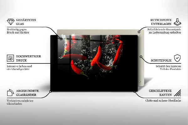 Főzőlap védő üveglap Chili paprika vízben