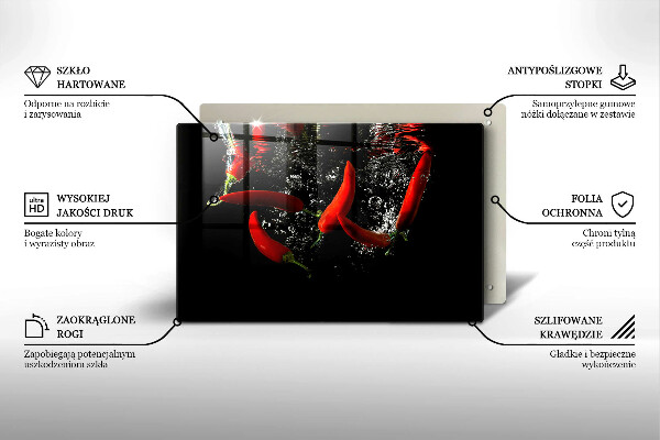 Főzőlap védő üveglap Chili paprika vízben