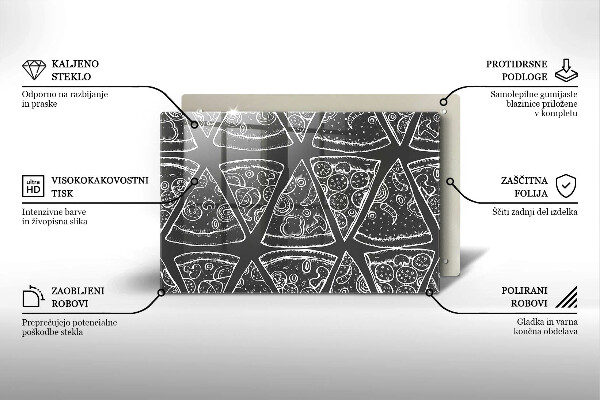 Főzőlap védő üveglap Pizza illusztráció