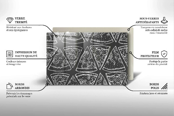 Főzőlap védő üveglap Pizza illusztráció