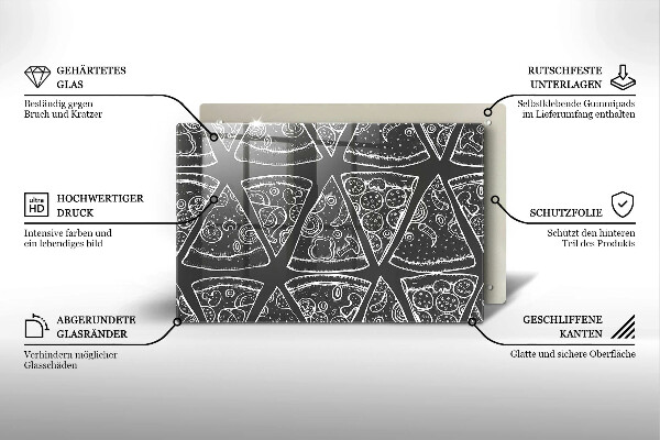 Főzőlap védő üveglap Pizza illusztráció