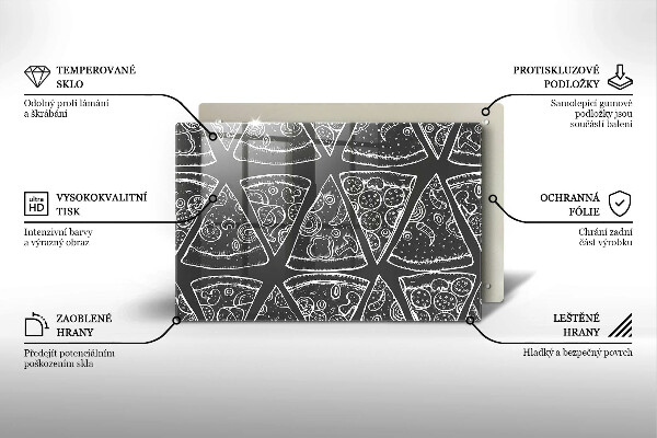 Főzőlap védő üveglap Pizza illusztráció