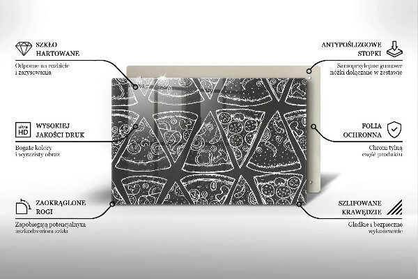 Főzőlap védő üveglap Pizza illusztráció