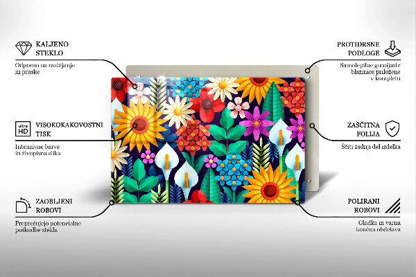 Tűzhelyvédő üveglap Virágok rét illusztráció