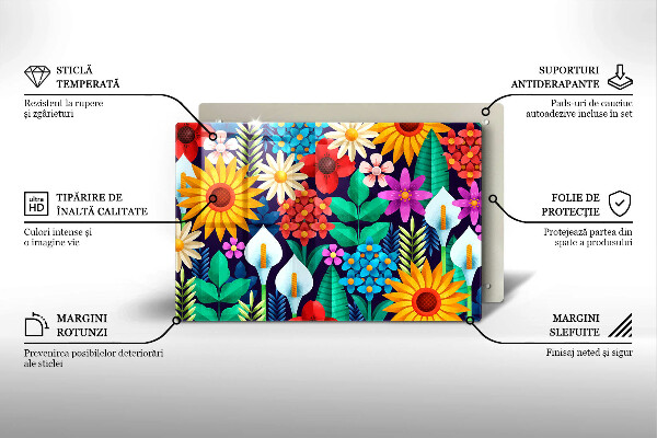 Tűzhelyvédő üveglap Virágok rét illusztráció