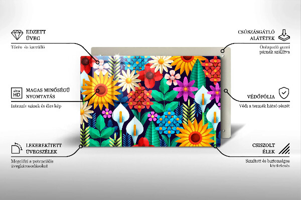 Tűzhelyvédő üveglap Virágok rét illusztráció