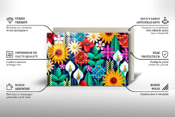 Tűzhelyvédő üveglap Virágok rét illusztráció