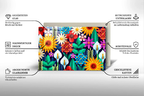 Tűzhelyvédő üveglap Virágok rét illusztráció