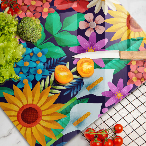 Tűzhelyvédő üveglap Virágok rét illusztráció