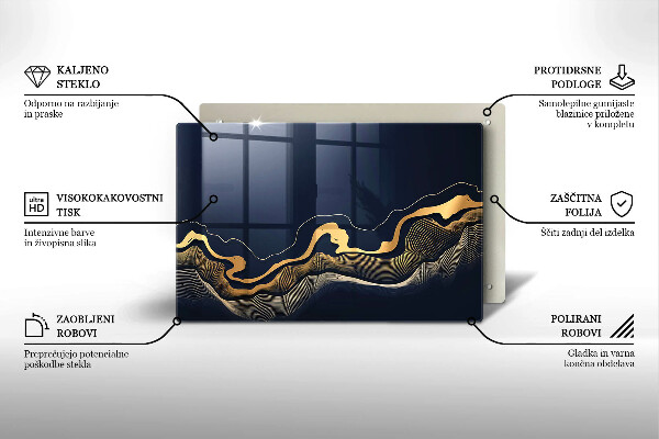 Tűzhelyvédő üveglap Absztrakt arany vonalak