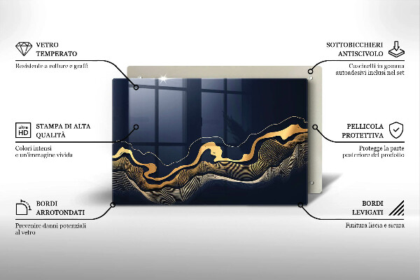 Tűzhelyvédő üveglap Absztrakt arany vonalak