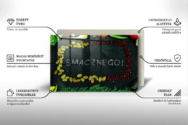 Főzőlap védő üveglap Felirat Smacznego!