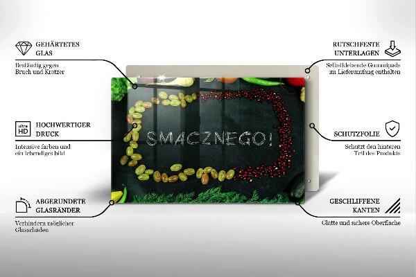 Főzőlap védő üveglap Felirat Smacznego!