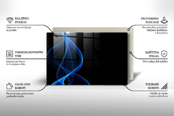 Főzőlap védő üveglap Kék füstvonalak