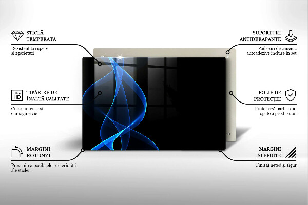 Főzőlap védő üveglap Kék füstvonalak
