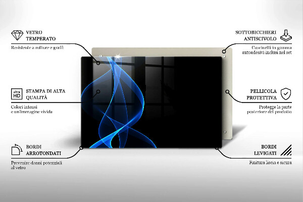 Főzőlap védő üveglap Kék füstvonalak