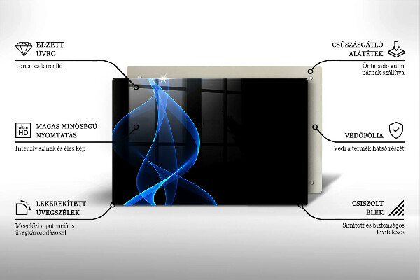 Főzőlap védő üveglap Kék füstvonalak