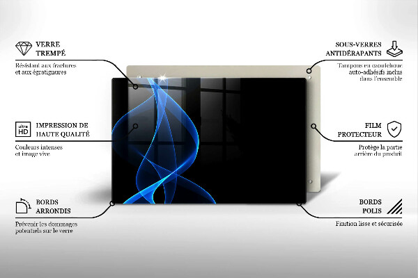 Főzőlap védő üveglap Kék füstvonalak