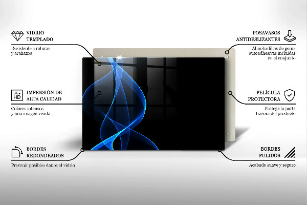 Főzőlap védő üveglap Kék füstvonalak