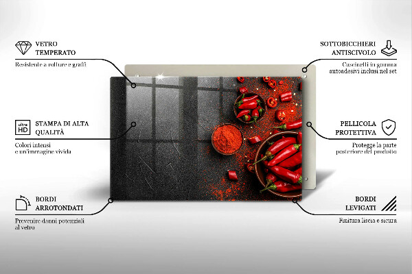 Főzőlap védő üveglap Piros chili paprika