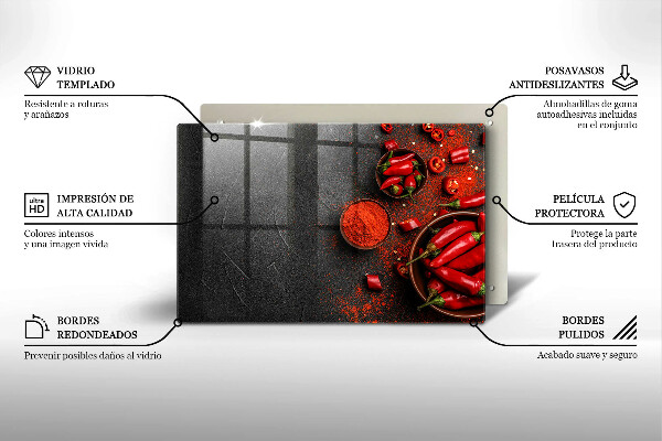 Főzőlap védő üveglap Piros chili paprika