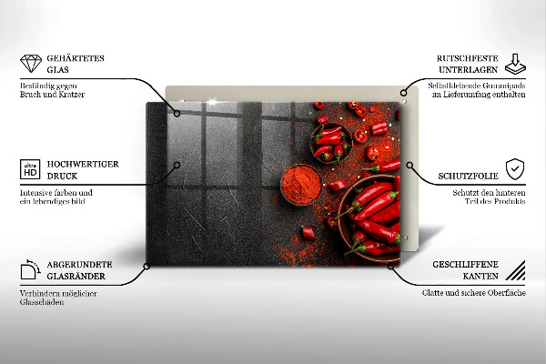 Főzőlap védő üveglap Piros chili paprika