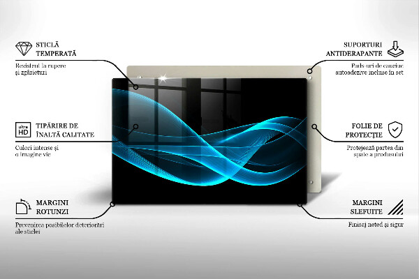 Tűzhelyvédő üveglap Kék absztrakció