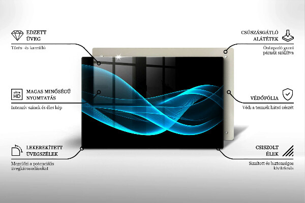 Tűzhelyvédő üveglap Kék absztrakció