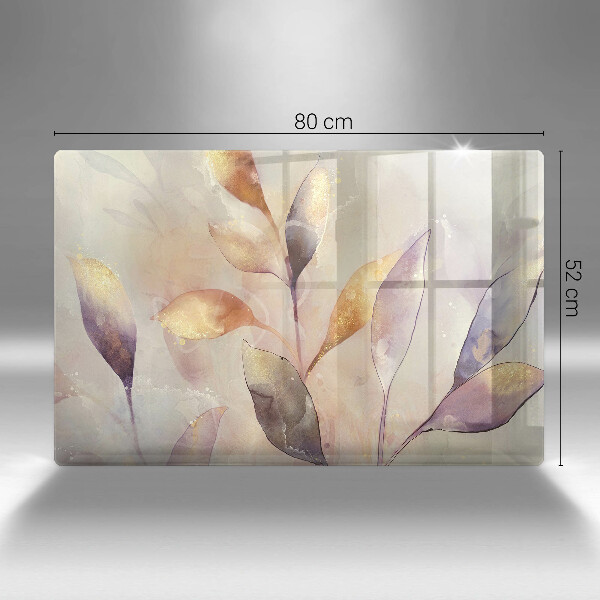 Tűzhelyvédő üveglap Festett boho levelek