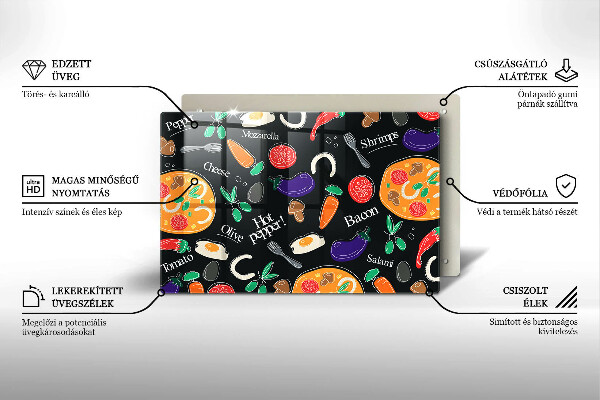 Tűzhelyvédő üveglap Élelmiszer illusztráció