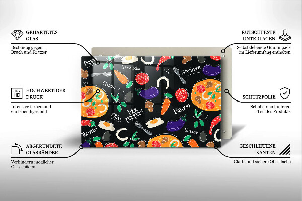 Tűzhelyvédő üveglap Élelmiszer illusztráció