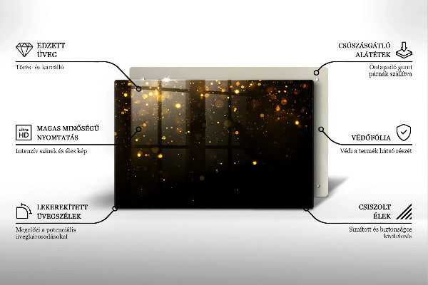Tűzhelyvédő üveglap Arany csillogás