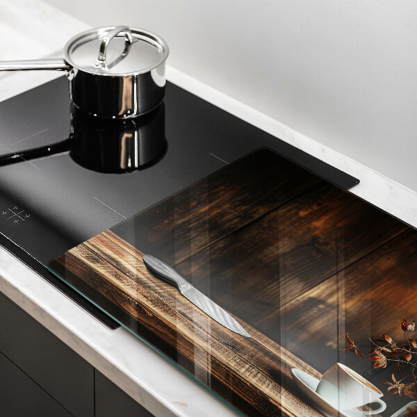 Tűzhelyvédő üveglap Kávéscsésze és fa