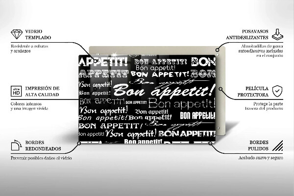 Tűzhelyvédő üveglap Konyhai feliratok Bon appetit